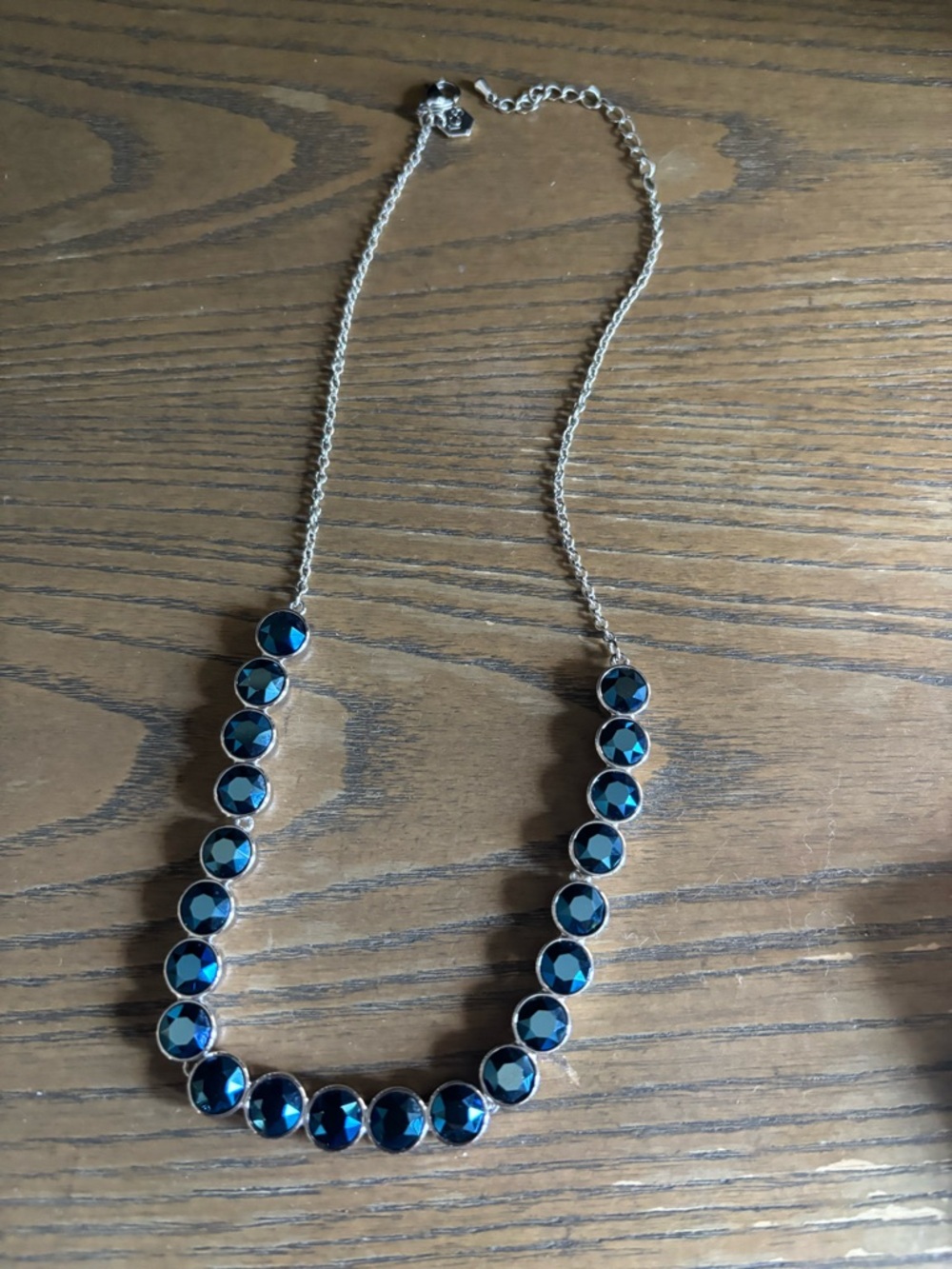 Touchstone Crystal Blue Faceted Station Necklace
